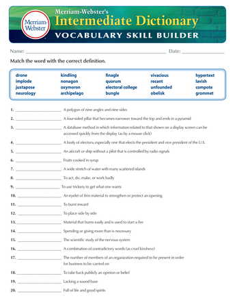 Merriam-Webster Dictionary Activities - Free Lesson Plans